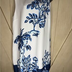 Lilly Pulitzer Asymmetrical White and Blue Sheath Dress